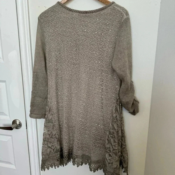 Women’s boho fairy Italian made knit  sweater flowy lace M Fairycore boho artsy - Picture 5 of 5